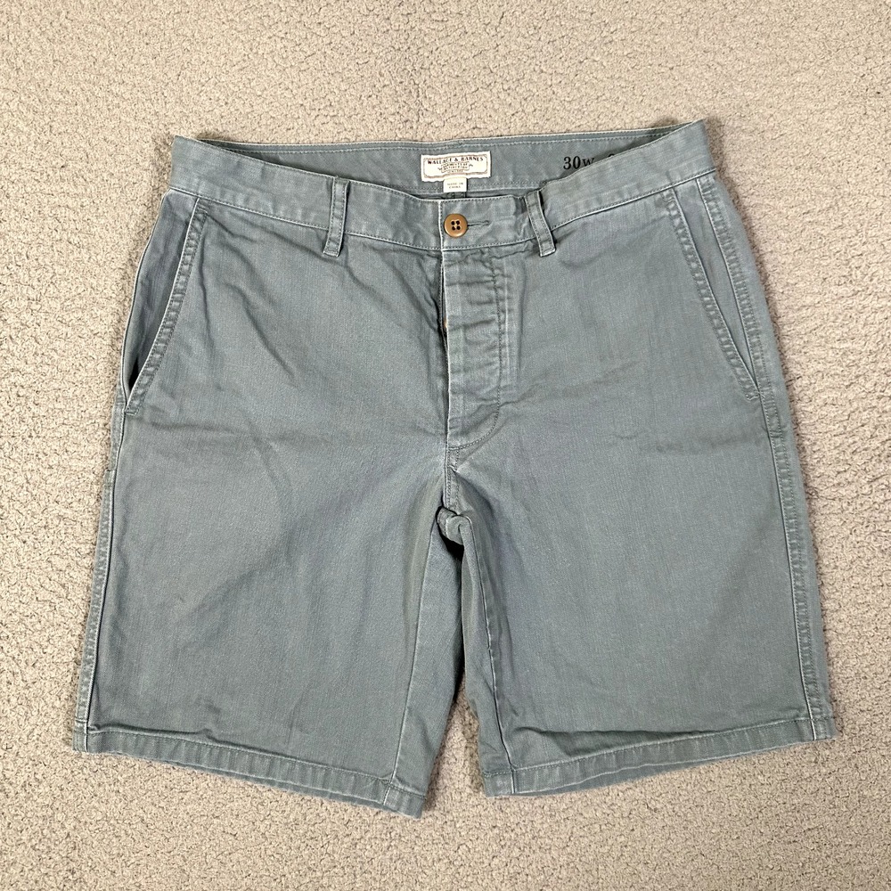 Wallace & Barnes Shorts Mens 30‎ Blue Cotton Button Fly Casual Preppy Chino Logo
